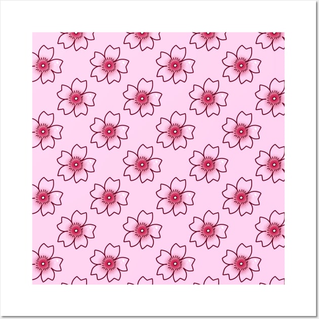 Cherry Blossom Pink Pattern Wall Art by saradaboru